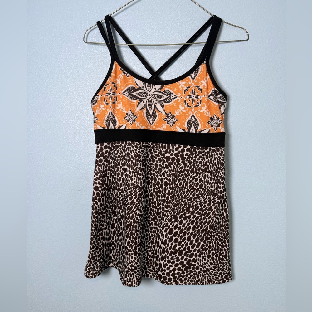 Orange & Black Patterned Tank top